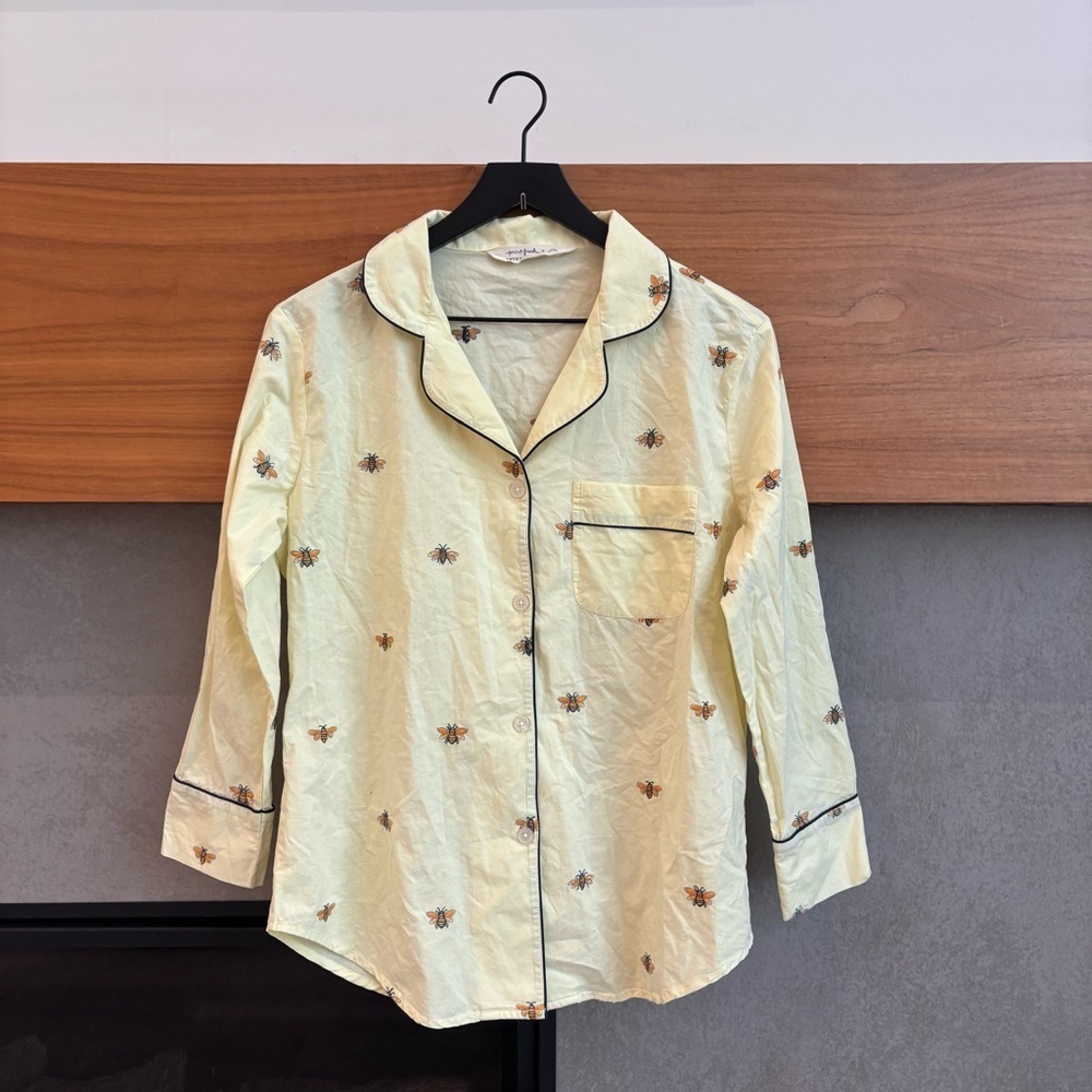 Printfresh by Anthropologie Beekeeper Cloud Pajama Top, Size XS